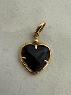 18kt Gouden Vintage Hanger Hart Onyx, Zwart, Ophalen of Verzenden, Zo goed als nieuw, Hart