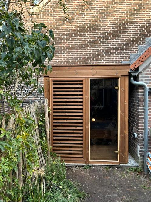 Thermohouten panorama buitensauna's op maat gemaakt in NL, Sport en Fitness, Sauna, Nieuw, Complete sauna, Fins of Traditioneel