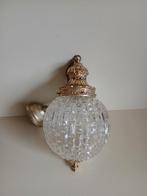 Vintage Hanglamp "barok" glazen bol, messing, Ophalen of Verzenden