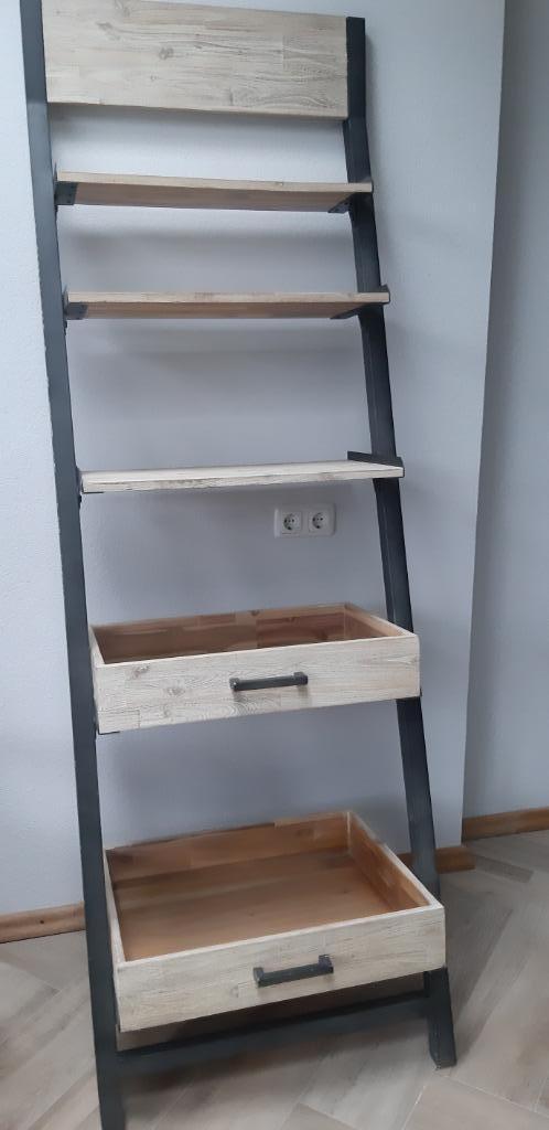 Industriele wandkast mangohout/staal, Huis en Inrichting, Kasten | Wandmeubels, Zo goed als nieuw, 200 cm of meer, Minder dan 150 cm