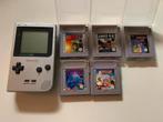 Nintendo Game Boy Pocket Zilver + 5 Games, Ophalen of Verzenden, Gebruikt, Game Boy Pocket, Met games