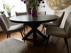Ronde tafel 140 cm plus 6 stoelen, Huis en Inrichting, Tafels | Eettafels, Ophalen, Rond, Zo goed als nieuw, 100 tot 150 cm