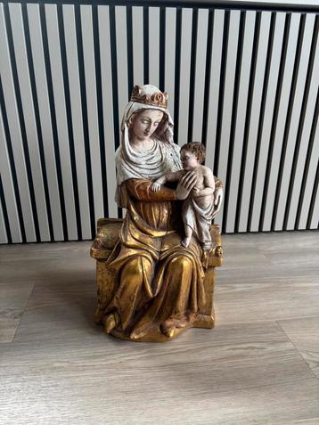 Zittende Madonna met kind – Puntgaaf vintage Maria beeld beschikbaar voor biedingen
