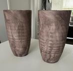 2x design bloempot bruin H30 x D18 cm, Tuin en Terras, Bloempotten, Ophalen, Gebruikt, Rond, Binnen