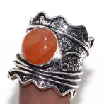 Prachtige nieuwe verstelbare oranje carneool ring, Sieraden, Tassen en Uiterlijk, Ringen, Nieuw, Oranje, Met edelsteen, Zilver