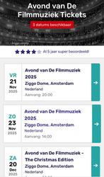 4x kaart Avond van de Filmmuziek 21-11’25, Tickets en Kaartjes, Drie personen of meer, November