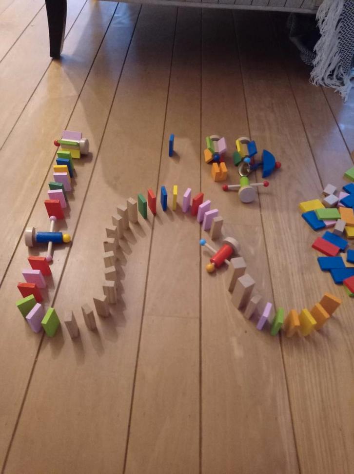 Prachtige grote verzameling houten dominostenen, Kinderen en Baby's, Speelgoed | Bouwstenen, Gebruikt, Overige merken, Ophalen