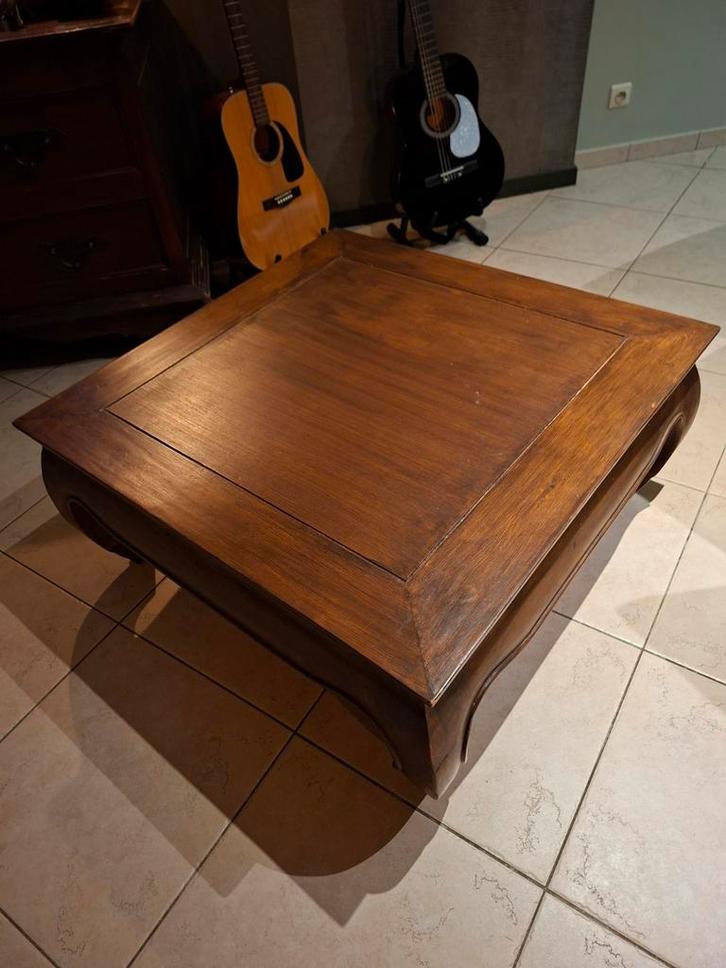 Massief Teak Salontafel / Opiumtafel - 90x90 cm, Huis en Inrichting, Tafels | Salontafels, Gebruikt, Minder dan 50 cm, 50 tot 100 cm