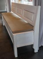 Houten eetkamer bank (eventueel met 3 stoelen), Ophalen, Gebruikt, Drie, Wit