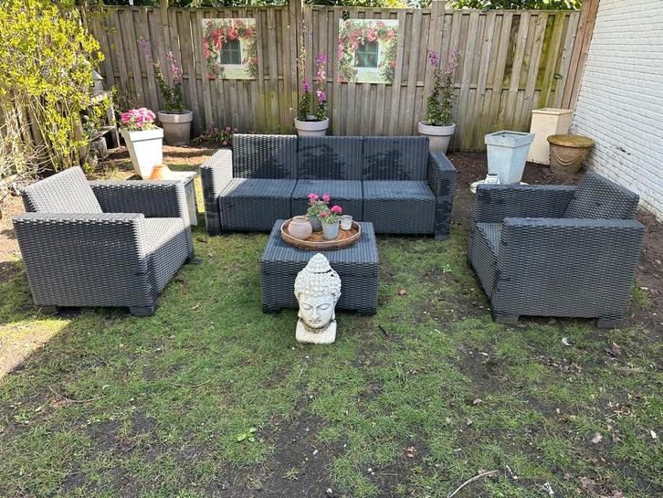 Loungeset Allibert Tuinset Tuinbank Tuinstoel, Tuin en Terras, Tuinsets en Loungesets, Gebruikt, Loungeset, Wicker, 5 zitplaatsen