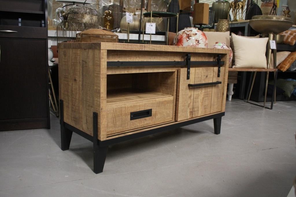 Gaaf tv-meubel Camino Feelings hout metaal loftdeur 110 cm., 100 tot 150 cm, Zo goed als nieuw, Minder dan 100 cm, 25 tot 50 cm