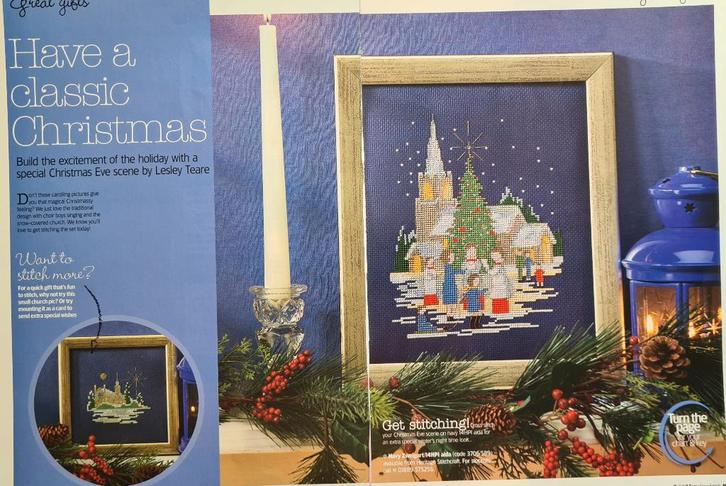 Kerk met Kerstzangers en een Kerk  2 Kerst borduurpatronen, Hobby en Vrije tijd, Borduren en Borduurmachines, Nieuw, Patroon, Handborduren