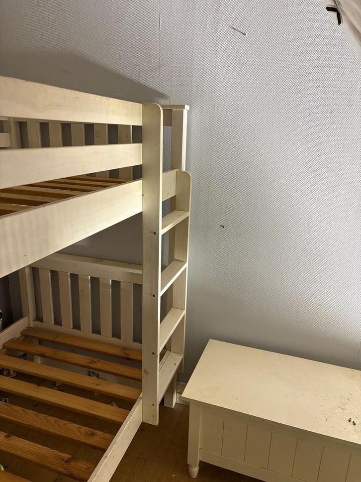 Stapelbed Hout Whitewash, Kinderen en Baby's, Kinderkamer | Stapelbedden en Hoogslapers, Zo goed als nieuw, Stapelbed, Ophalen