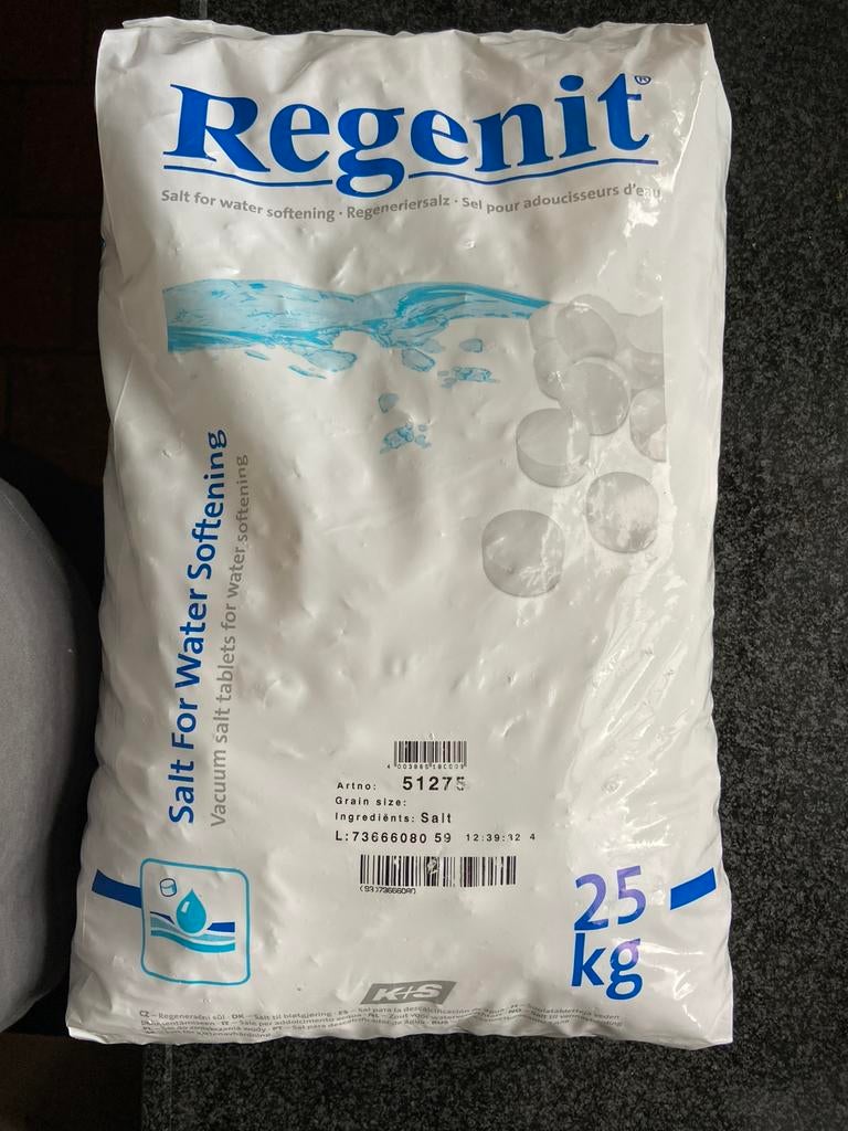 Regenit onthardingszout. Per zak van 25kg, Witgoed en Apparatuur, Waterontharders, Ophalen, Nieuw, Waterontharder met zout