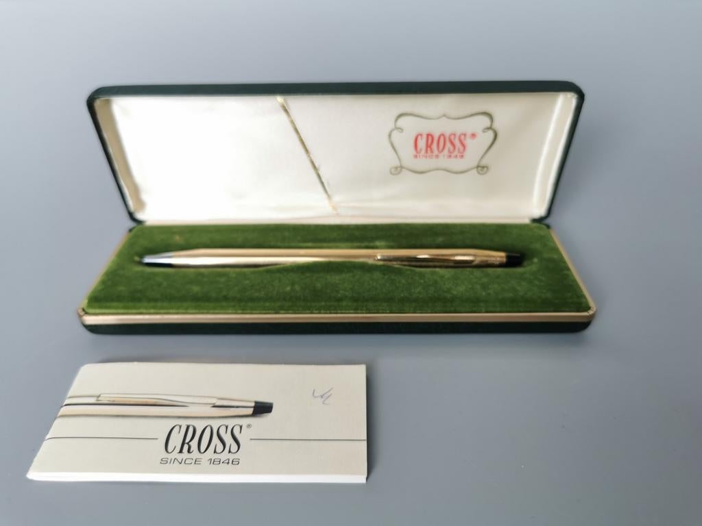 Cross vintage goud verguld pen met originele doos en boekje., Verzamelen, Verzenden, Balpen, Cross