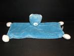 NESTLE BEER KNUFFELDOEK VELOURS BLAUW MET WIT SNUITJE, Kinderen en Baby's, Speelgoed | Knuffels en Pluche, Ophalen of Verzenden