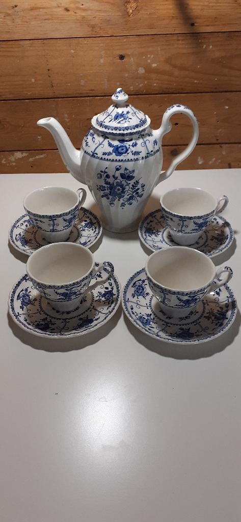 Johnson Bros koffie set uit de jaren 70 in Indies Blue (477), Antiek en Kunst, Antiek | Servies los, Ophalen of Verzenden