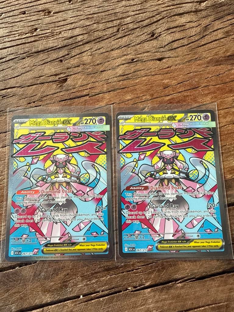 Pokémon Mega Diancie EX 267/217 Kaarten (2 stuks), Ophalen of Verzenden, Zo goed als nieuw, Meerdere kaarten