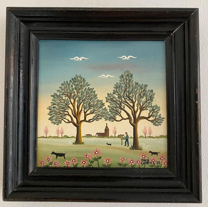 De honden uitlaten, Antiek en Kunst, Kunst | Schilderijen | Klassiek, Ophalen of Verzenden