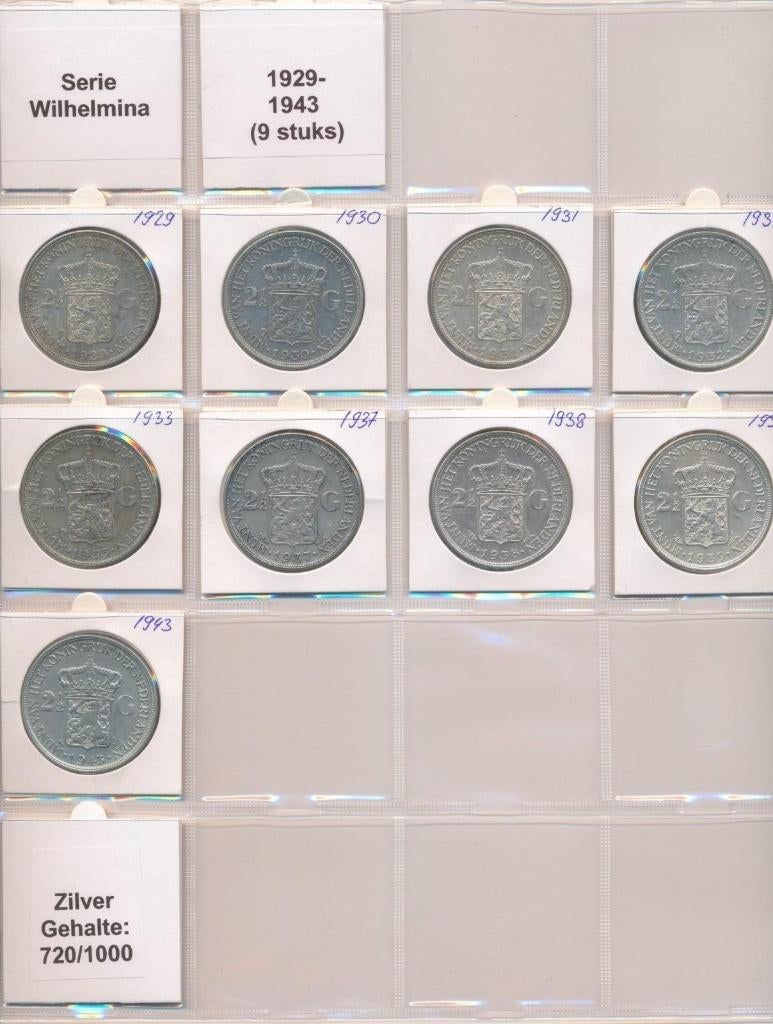 Nederland serie zilveren rijksdaalders Wilhelmina