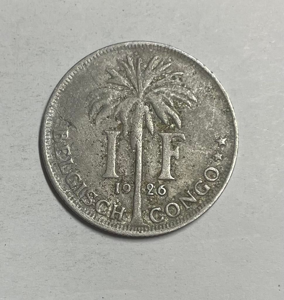 1 franc Belgisch Congo 1926, Ophalen of Verzenden, Overige landen