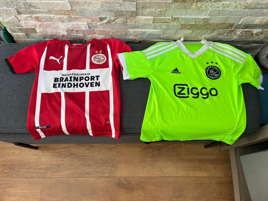 Ajax en PSV kinder voetbal shirt, maat 128, Maat XS of kleiner, Ophalen, Gebruikt, Shirt