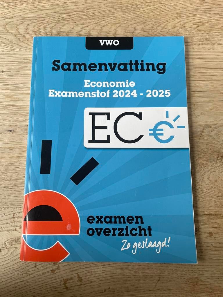 ExamenOverzicht - Samenvatting Examenstof Economie VWO, Boeken, Verzenden, Nederlands, Overige niveaus, ExamenOverzicht