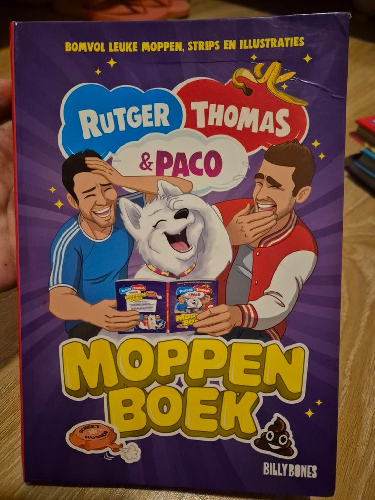 Rutger, Thomas & Paco Moppenboek - Bomvol Leuke Moppen!, Boeken, Ophalen of Verzenden, Zo goed als nieuw, Rutger Thomas en Paco