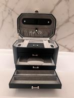 ZWART LEREN SIERADENKIST SIERADENKOFFER SIERADEN KIST + SLOT, Zwart, Met slot, Ophalen of Verzenden, Zo goed als nieuw