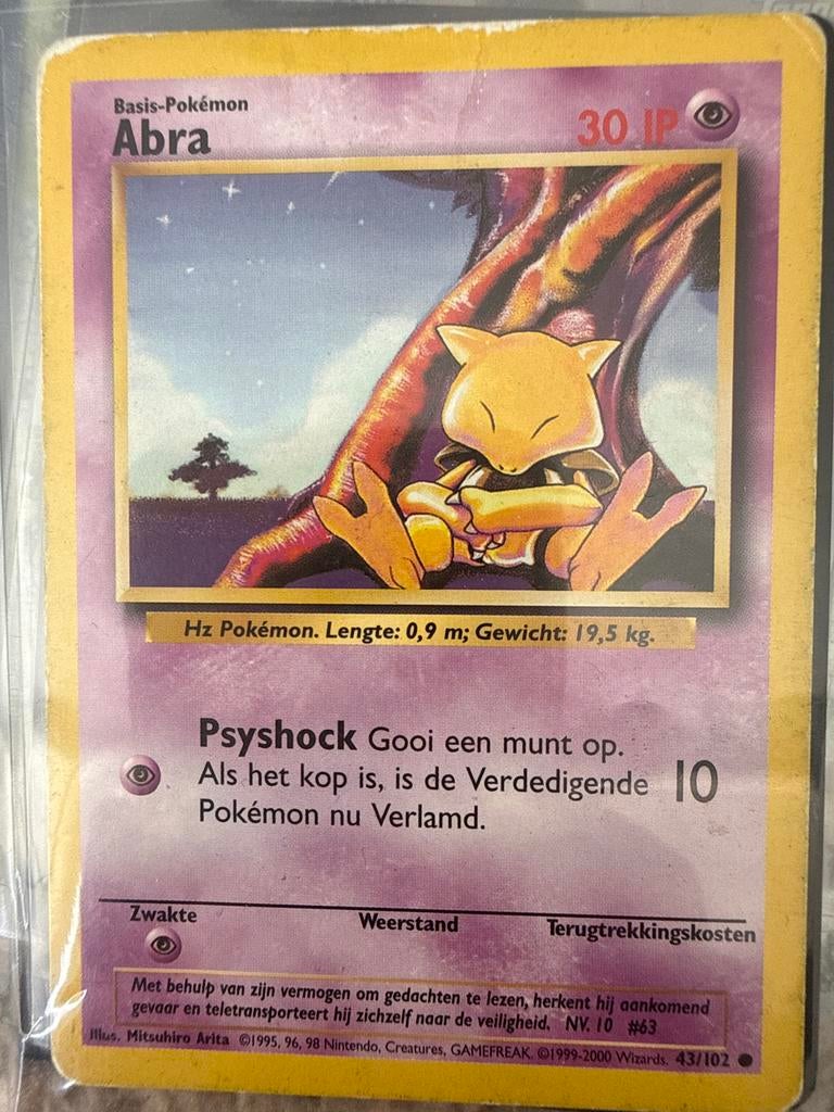 Pokémon kaart Abra 43/102, Ophalen of Verzenden, Gebruikt, Losse kaart