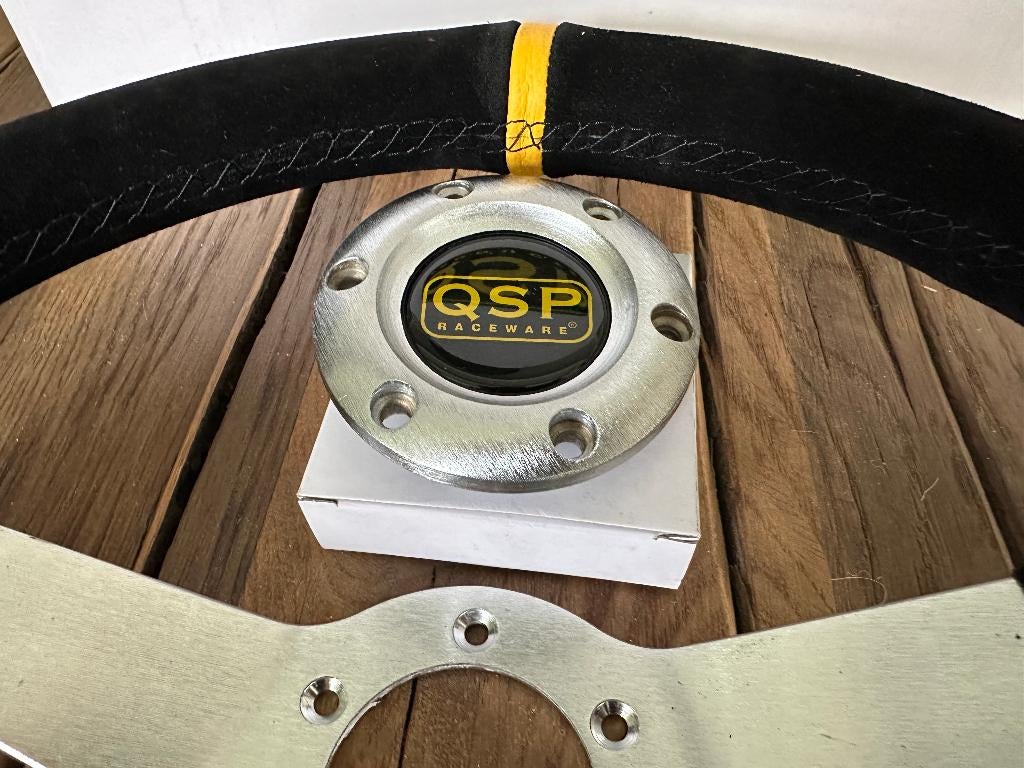 QSP 350mm 70mm suede zilver sportstuur autostuur stuur, Ophalen of Verzenden