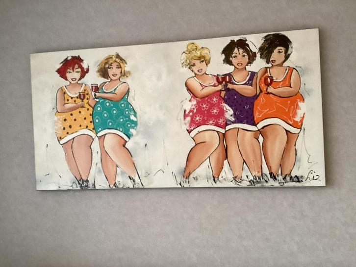 Groot vrolijk schilderij van Liz, Antiek en Kunst, Kunst | Schilderijen | Klassiek, Ophalen