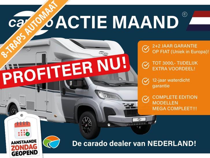 Carado V337 PRO+ AUTOMAAT + ACTIEPRIJS, Caravans en Kamperen, Campers, Bedrijf, tot en met 2, Half-integraal, Carado, Fiat, Diesel