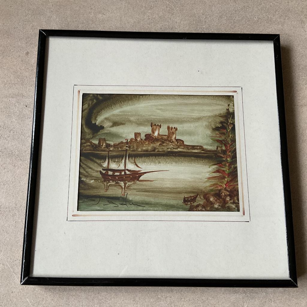 Schildering Meerzicht met zeilschip linksonder gesigneerd, Verzenden