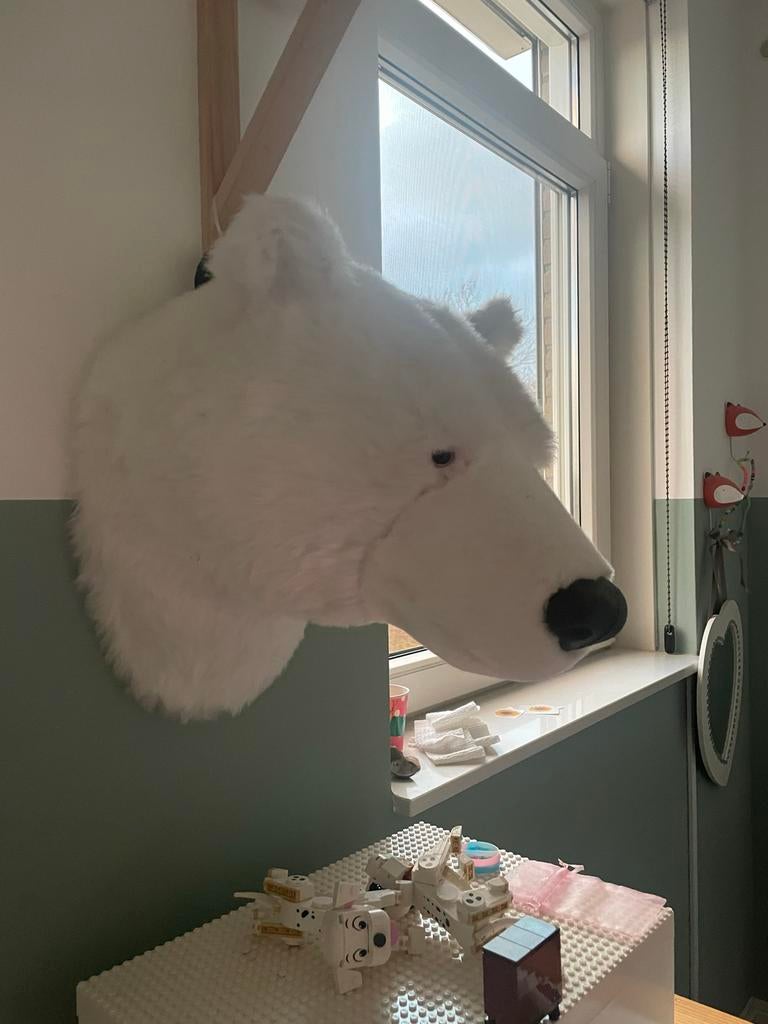 Dierenkop IJsbeer - Pluche Wanddecoratie voor Kinderkamer, Ophalen of Verzenden, Zo goed als nieuw