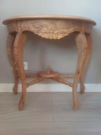 Antieke handgesneden houten bijzettafel sidetable, Ophalen of Verzenden, Gebruikt, Rechthoekig, 60 cm of meer