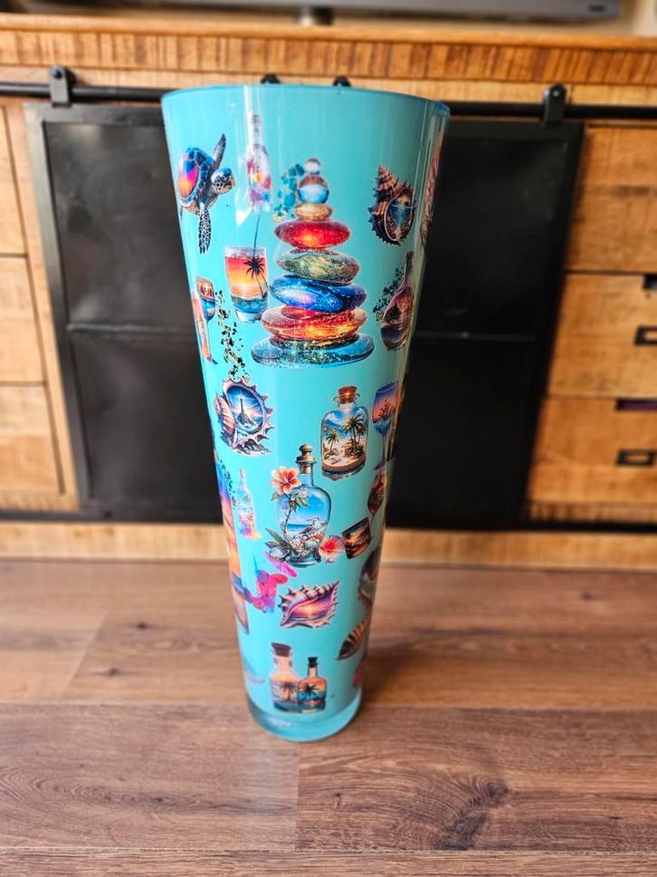 Mooie zelfgemaakte Decoupage Vaas., Antiek en Kunst, Antiek | Vazen, Ophalen of Verzenden