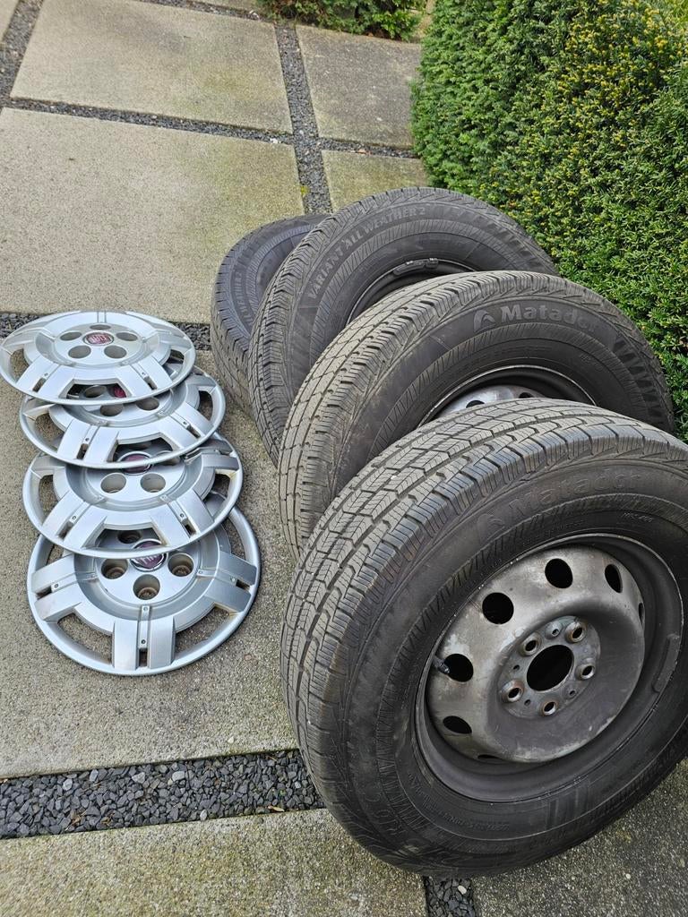 Fiat Ducato maxi stalen velgen met Matador All Season banden, Auto-onderdelen, Banden en Velgen, Ophalen, 16 inch, Banden en Velgen