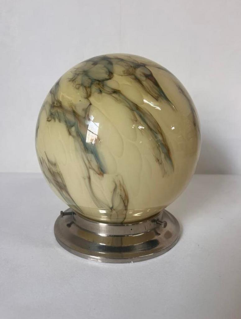Vintage lamp marmer glas luxe houder Art Deco bollamp, Ophalen of Verzenden, Zo goed als nieuw, Glas, Art Deco