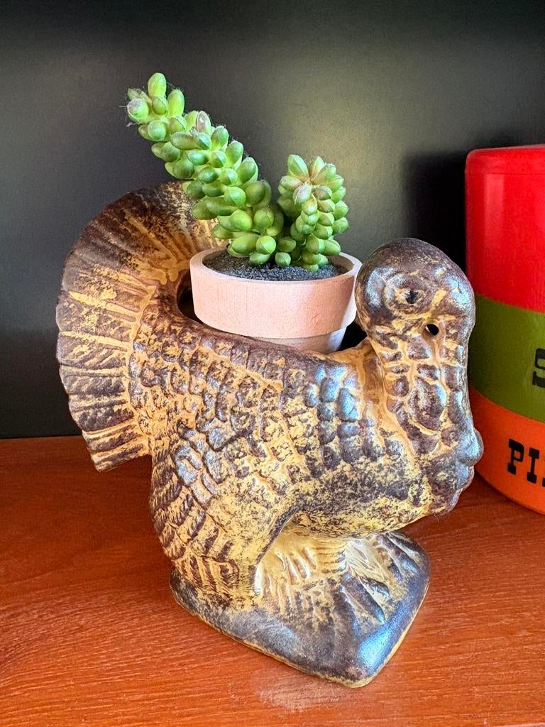 Vintage / retro bloempot kalkoen 🦃 (voor binnen), Rond, Binnen, Ophalen of Verzenden, Zo goed als nieuw