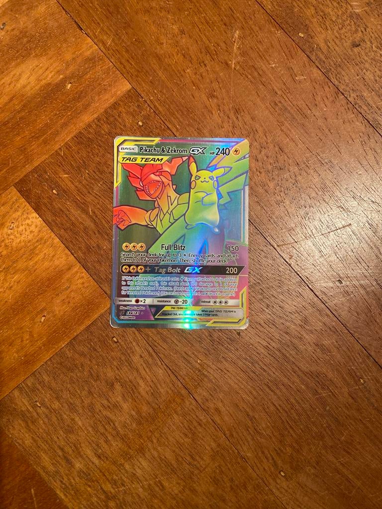 Pokémon kaart Pikachu & Zekrom GX, Ophalen of Verzenden, Nieuw, Losse kaart, Foil