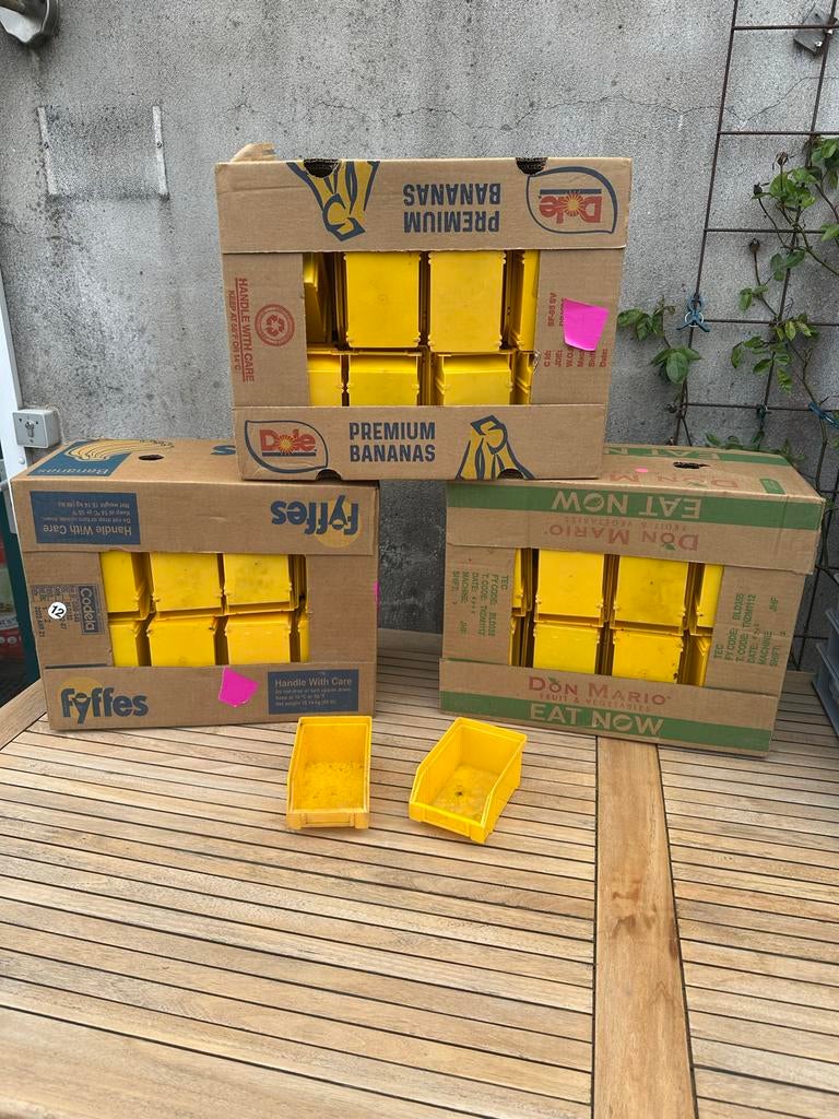 96x Magazijnbakjes Geel 165x105x75 mm - Kruizinga, Ophalen