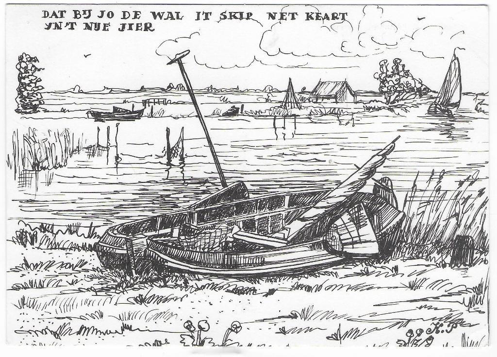 Friesland ansichtkaart met Friese tekst  Gelopen  (B7891 ), Ophalen of Verzenden, 1980 tot heden, Gelopen, Friesland