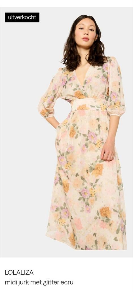 Lola Liza feest/zomerjurk, lichtgeel,bloemen,lurex 40, Kleding | Dames, Gelegenheidskleding, Maat 38/40 (M), Overige typen, Geel