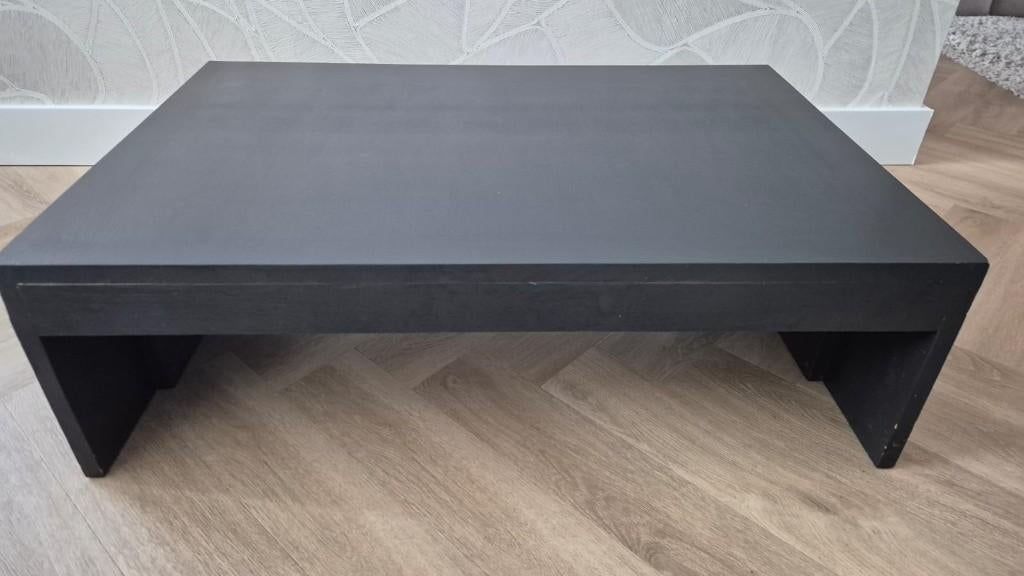 Zwarte eiken houten salontafel, Huis en Inrichting, Tafels | Salontafels, Ophalen, 100 tot 150 cm, Eikenhout, 50 tot 100 cm