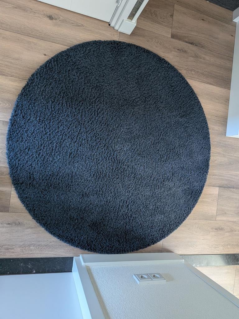 Rond tapijt IKEA ÅDUM donkerblauw, Ophalen, Gebruikt, Rond, 100 tot 150 cm