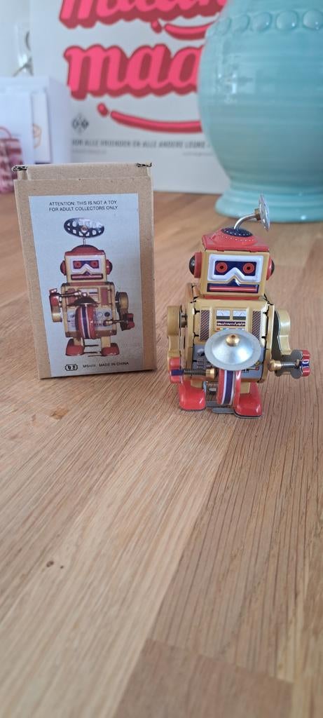 Vintage Opwindbare Robot met Trommel - Decoratie, Ophalen of Verzenden
