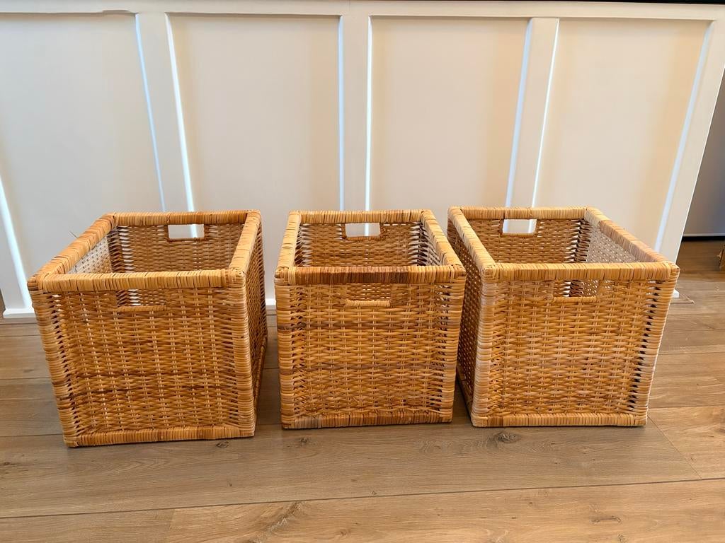 3 rieten manden voor Billy vakkenkast - kleine prijs!, Ophalen, Gebruikt, Mand, Riet