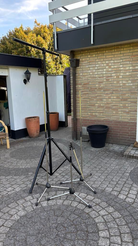 Lichtstatief met 3 microfoonstatieven, Ophalen of Verzenden, Gebruikt, Instrumentstandaard, Licht of Laser