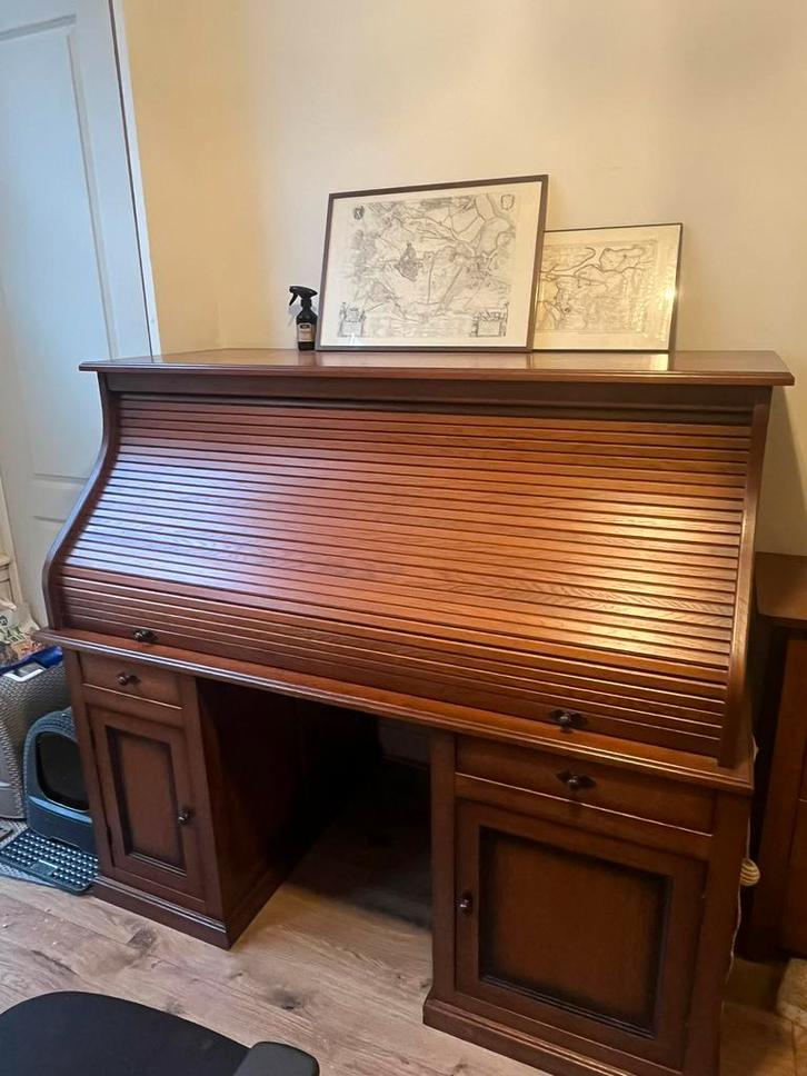 Prachtig antiek Donker Eiken Rolluik bureau > 156 cm breed, Huis en Inrichting, Bureaus, Zo goed als nieuw, Ophalen